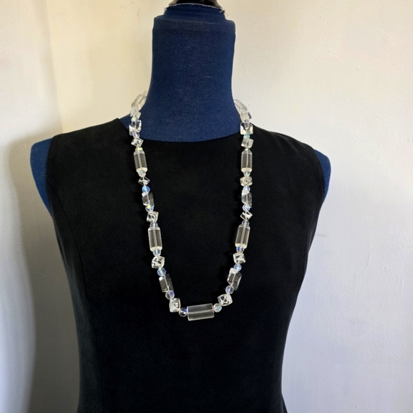 Vintage Artisan Crystal Glass Bead Necklace and Earrings Set - Picture 7 of 11
